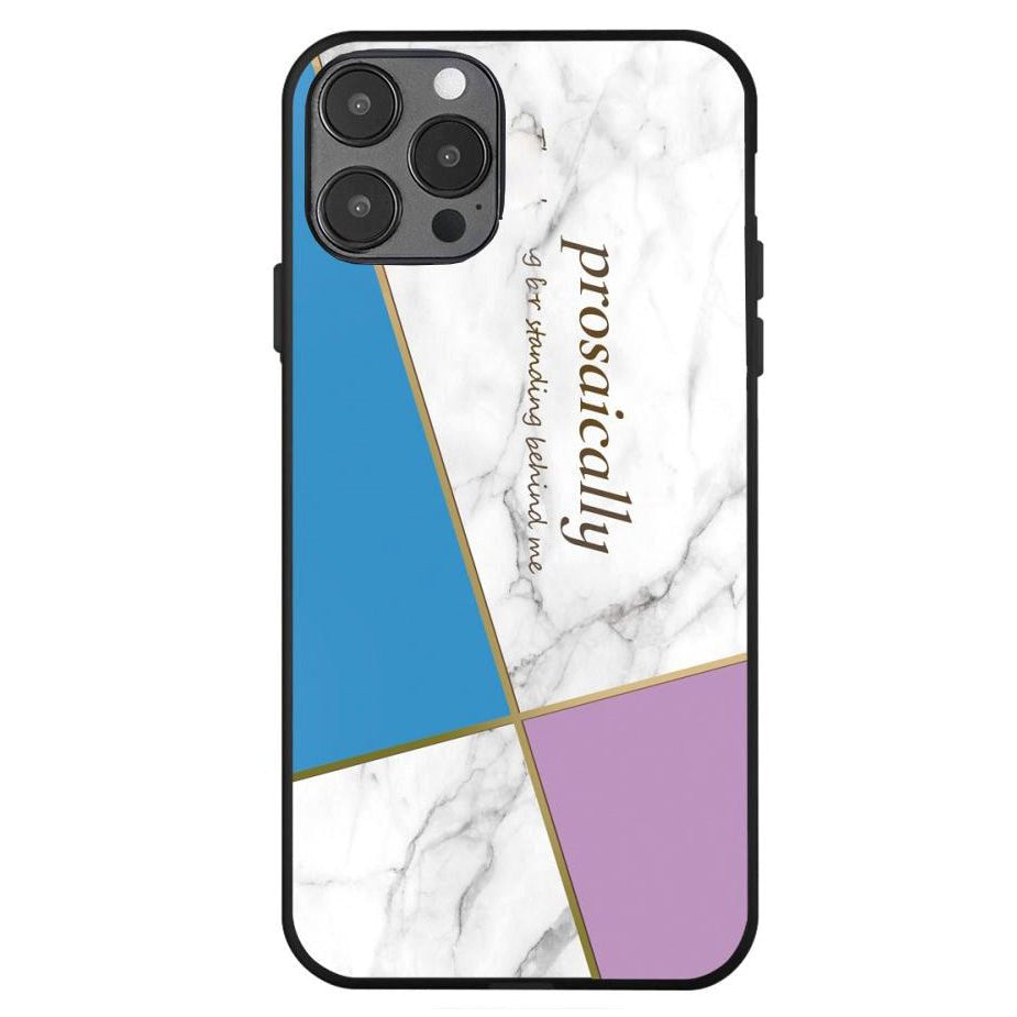 iPhone 12 Pro Max Deksel med Print - Geometri - Rosa / Blå  / Hvit Marmor