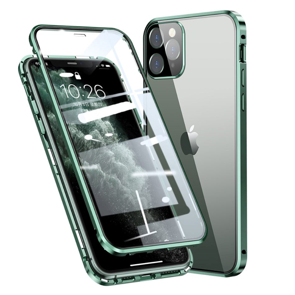 iPhone 11 Pro 360⁰ Magnetisk Deksel med Glass Bak og Forside - Grønn