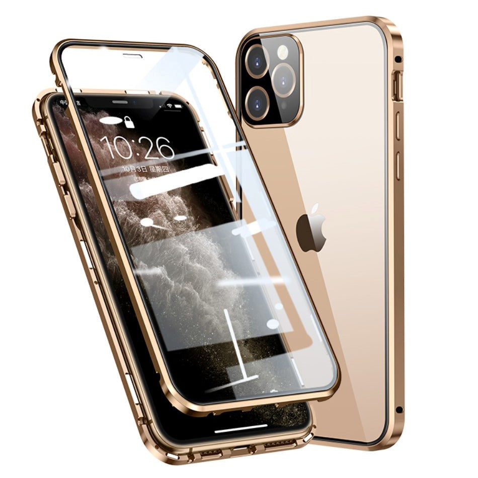 iPhone 11 Pro 360⁰ Magnetisk Deksel med Glass Bak og Forside - Gull