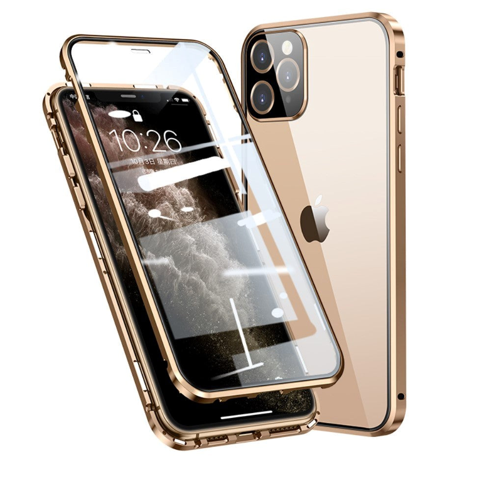 iPhone 11 Pro Max 360⁰ Magnetisk Deksel med Glass Bak og Forside - Gull