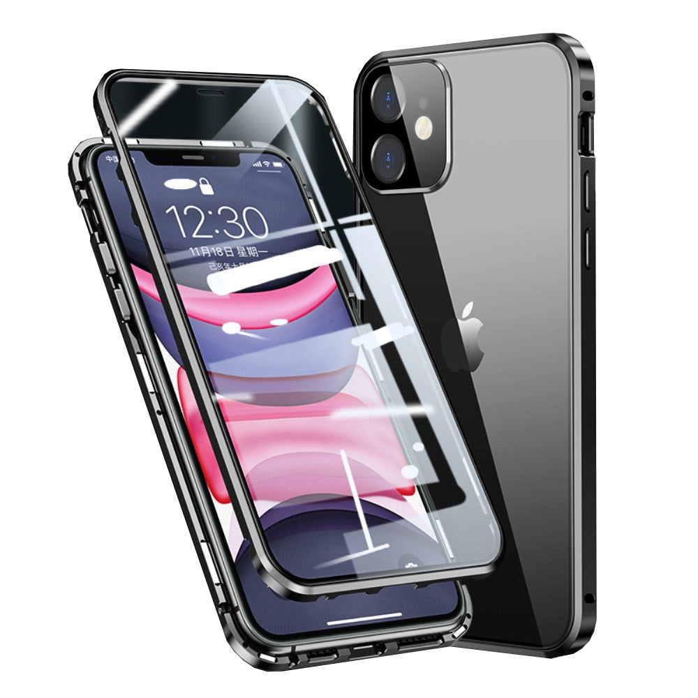 iPhone 11 360⁰ Magnetisk Deksel med Glass Bak og Forside - Svart