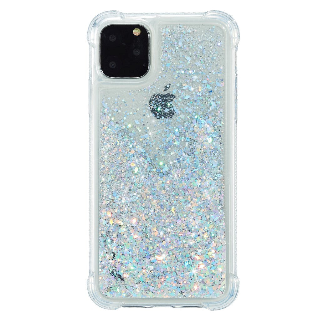 iPhone 12 Mini Plastikk Deksel m. Glitter - Gjennomsiktig / Sølv