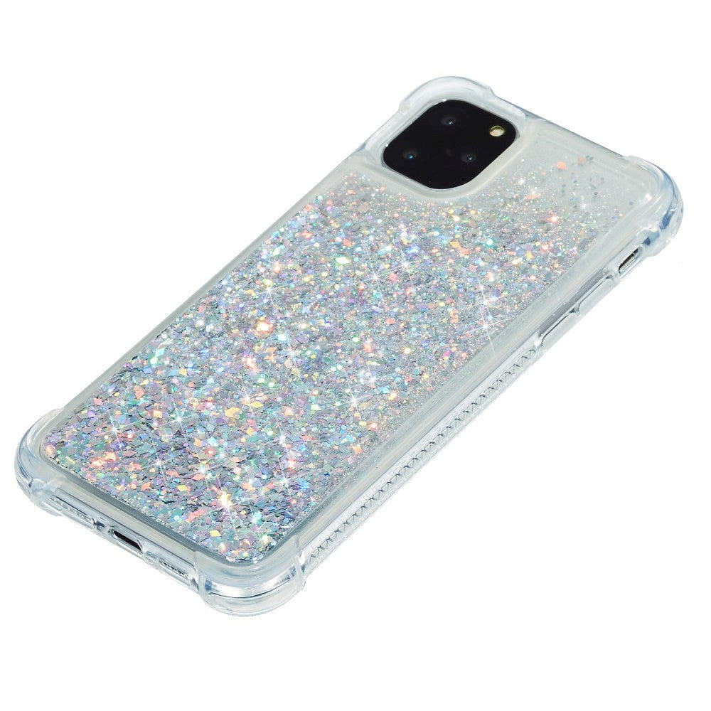 iPhone 12 Mini Plastikk Deksel m. Glitter - Gjennomsiktig / Sølv