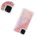 iPhone 12 Mini Plastikk Deksel m. Glitter - Gjennomsiktig / Lyserosa