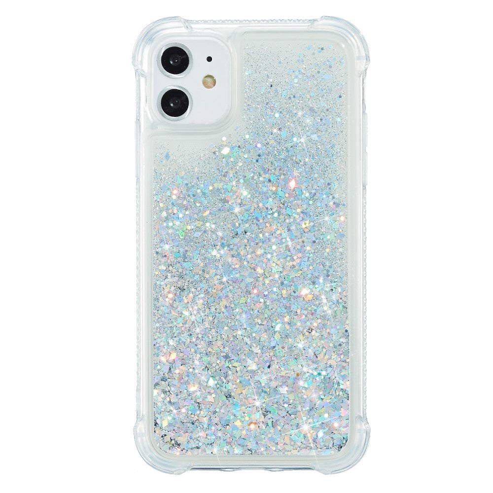 iPhone 12 / 12 Pro Plastikkdeksel m. Glitter - Gjennomsiktig / Sølv