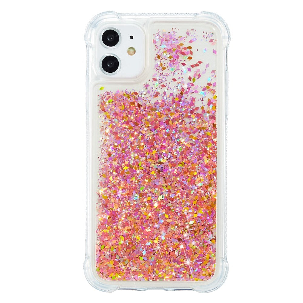 iPhone 12 / 12 Pro Plastikkdeksel m. Glitter - Gjennomsiktig / Oransje