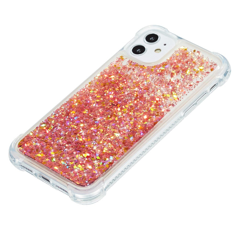 iPhone 12 / 12 Pro Plastikkdeksel m. Glitter - Gjennomsiktig / Oransje