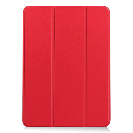 EIDERWOOD iPad Air 10.9-11" (2024-2020) Tri-fold Skinn Flip Deksel med Stylus Pen Holder - Rød