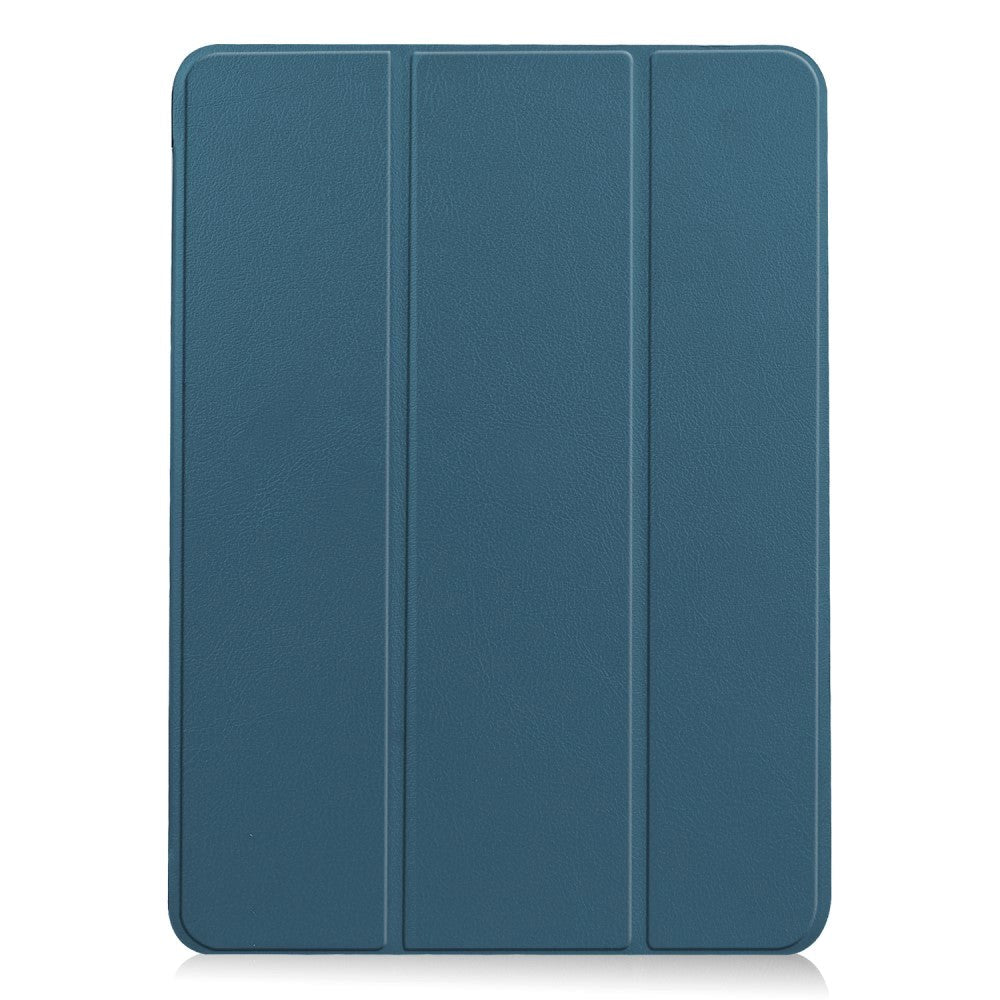 EIDERWOOD iPad Air 10.9-11" (2024-2020) Tri-fold Skinn Flip Deksel med Stylus Pen Holder - Blå/Grøn