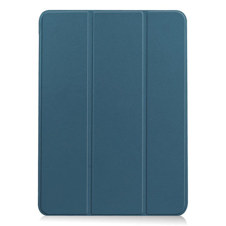 EIDERWOOD iPad Air 10.9-11" (2024-2020) Tri-fold Skinn Flip Deksel med Stylus Pen Holder - Blå/Grøn