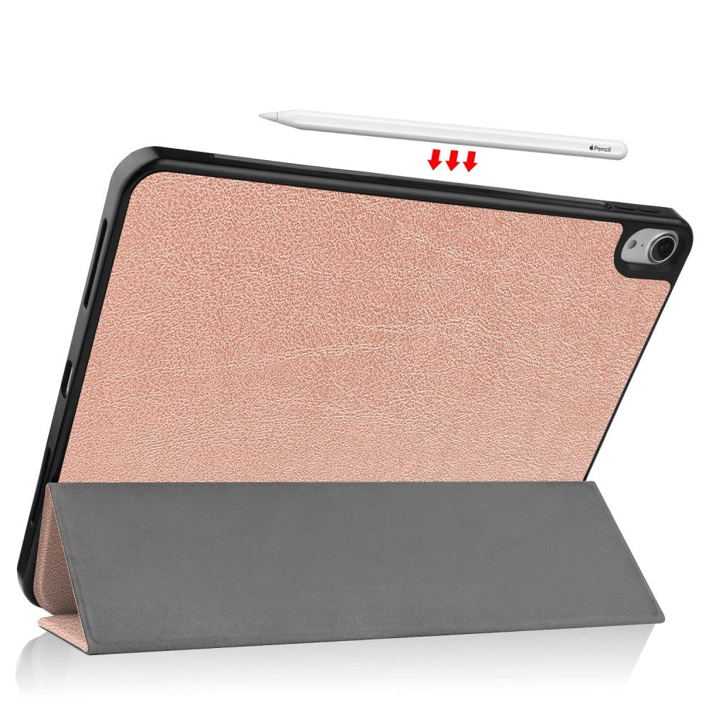 iPad Air 10.9-11" (2024-2020) Litchi Tri-Fold Skinndeksel med Apple Pencil Holder - Rose Gold