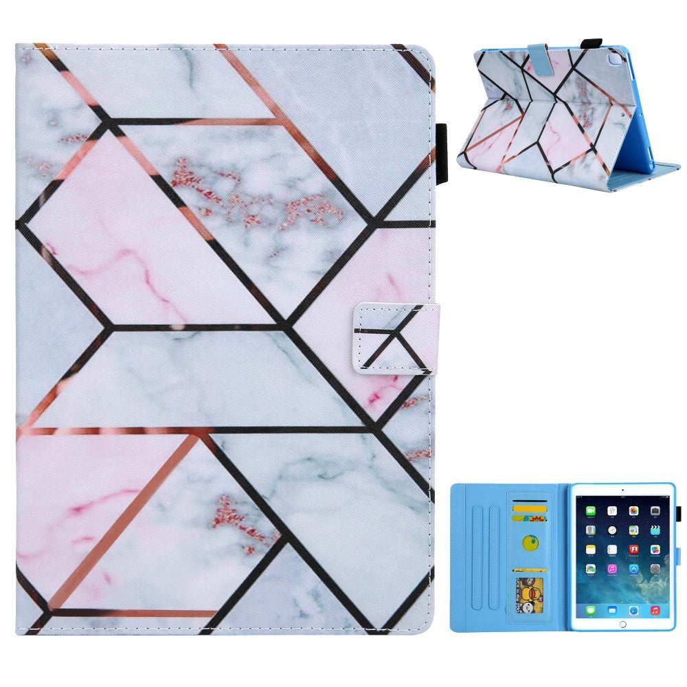 iPad 9.7 (2018-2017) / iPad Air / iPad Air 2 PU Skinndeksel m. Stand - Marmor