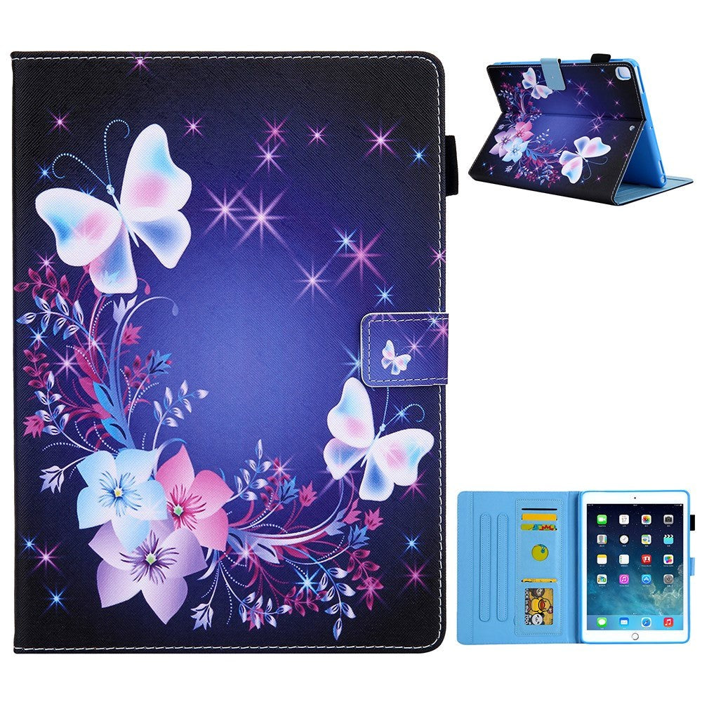 iPad 9.7 (2018-2017) / iPad Air / iPad Air 2 PU Skinndeksel m. Stand - Blomster og Sommerfugler