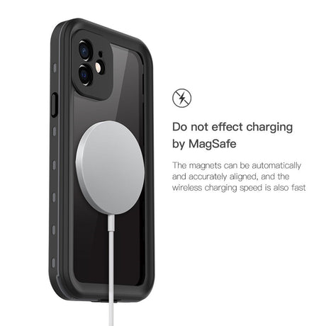 iPhone 12 Redpepper IP68 Vanntett Deksel - MagSafe Kompatibel - Svart / Gjennomsiktig