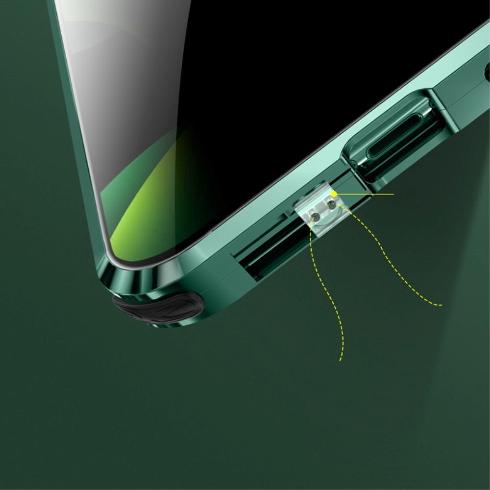 iPhone 12 Pro Magnetisk Deksel m. Privacy Glass For & Bakside og Låsefunksjon - Grønn