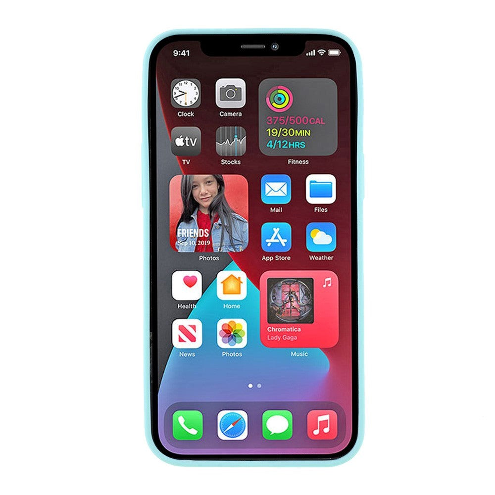 iPhone 12 Pro Max Frosted Plastik Deksel med Camslider - Cyan