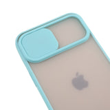 iPhone 12 Pro Max Frosted Plastik Deksel med Camslider - Cyan