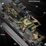 iPhone 13 Kamuflasje Shock-Proof Deksel med Stativ - Army Grønn