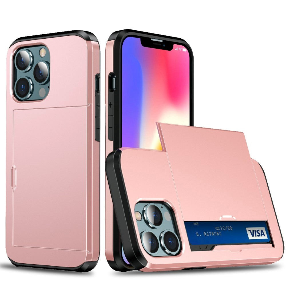 iPhone 13 Pro Max Drop Proof Deksel m. Lommebok - Rose Gold