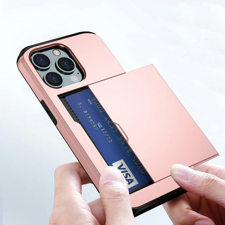 iPhone 13 Pro Max Drop Proof Deksel m. Lommebok - Rose Gold