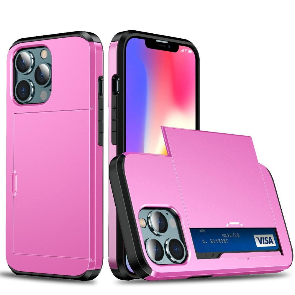 iPhone 13 Pro Max Drop Proof Deksel m. Lommebok - Pink