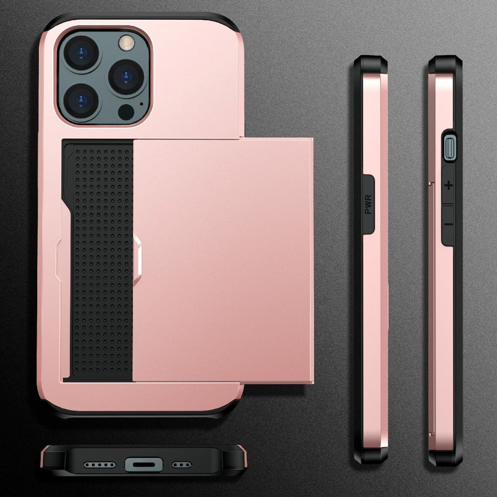 iPhone 13 Pro Max Drop Proof Deksel m. Lommebok - Pink