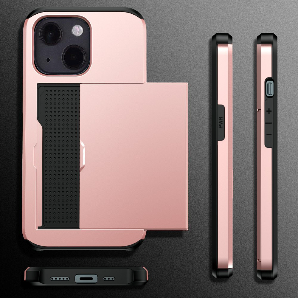 iPhone 13 Mini Drop Proof Deksel m. Lommebok - Rose Gold