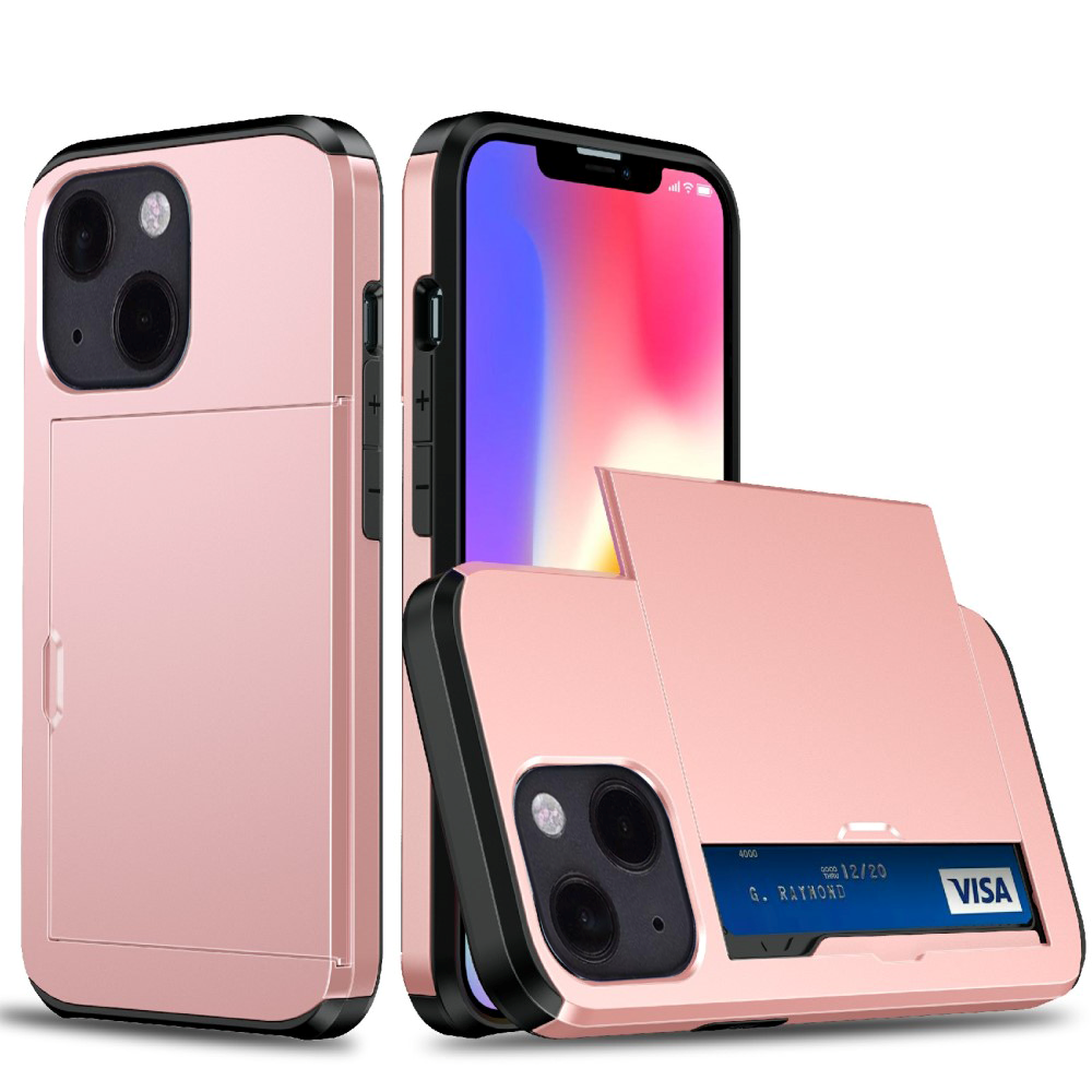 iPhone 13 Mini Drop Proof Deksel m. Lommebok - Rose Gold