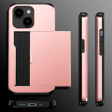 iPhone 13 Drop Proof Deksel m. Lommebok - Rose Gold