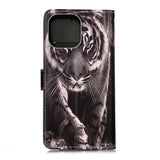 iPhone 13 Pro Kunstskinn Flip Deksel med Kortholder - Tiger