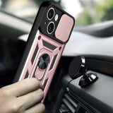 iPhone 13 Bakdeksel med Magnetisk Kickstand Og Cam Slider - Rose Gold