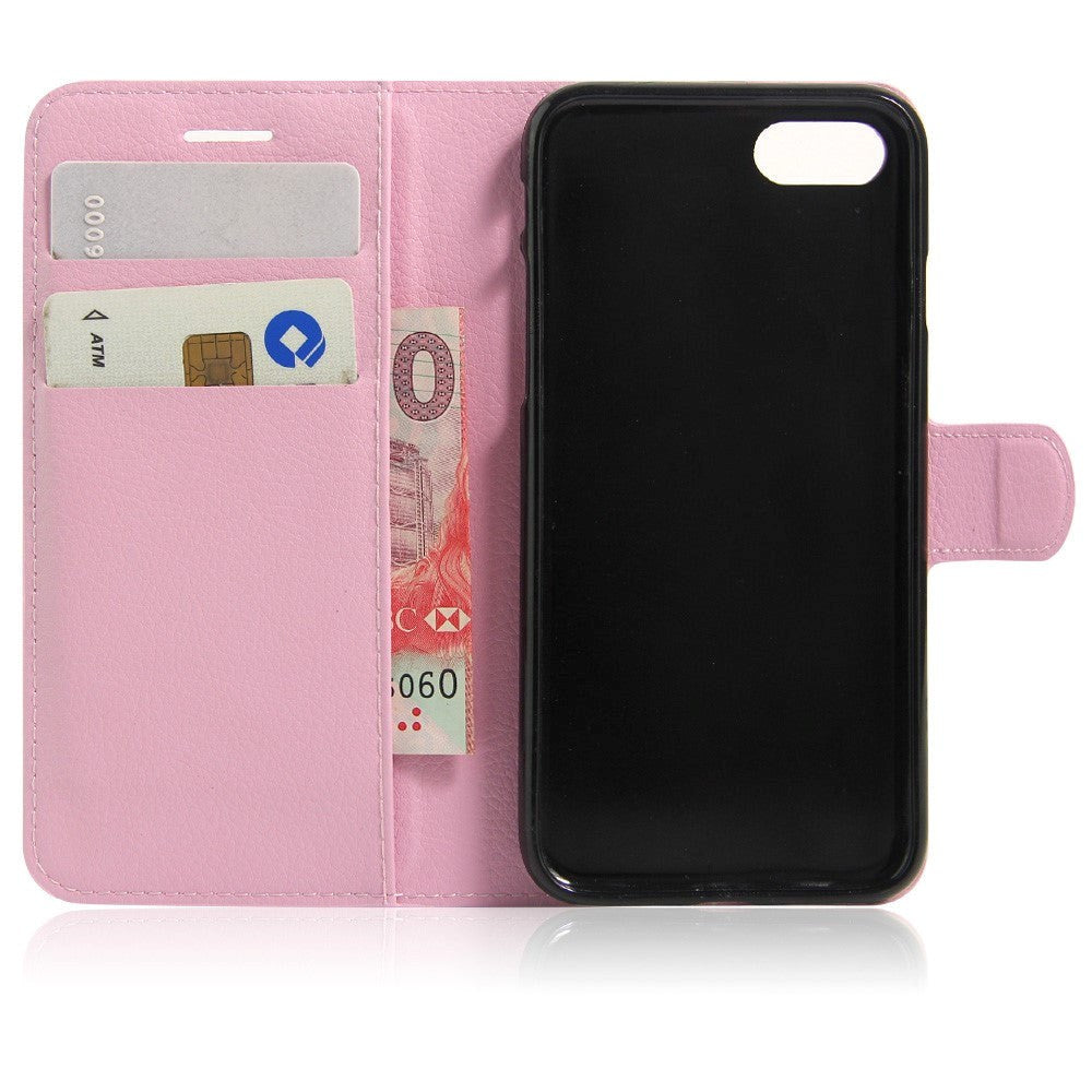 iPhone SE (2022/2020)/8/7 PU skinn Flipdeksel m. Kortholder - Pink