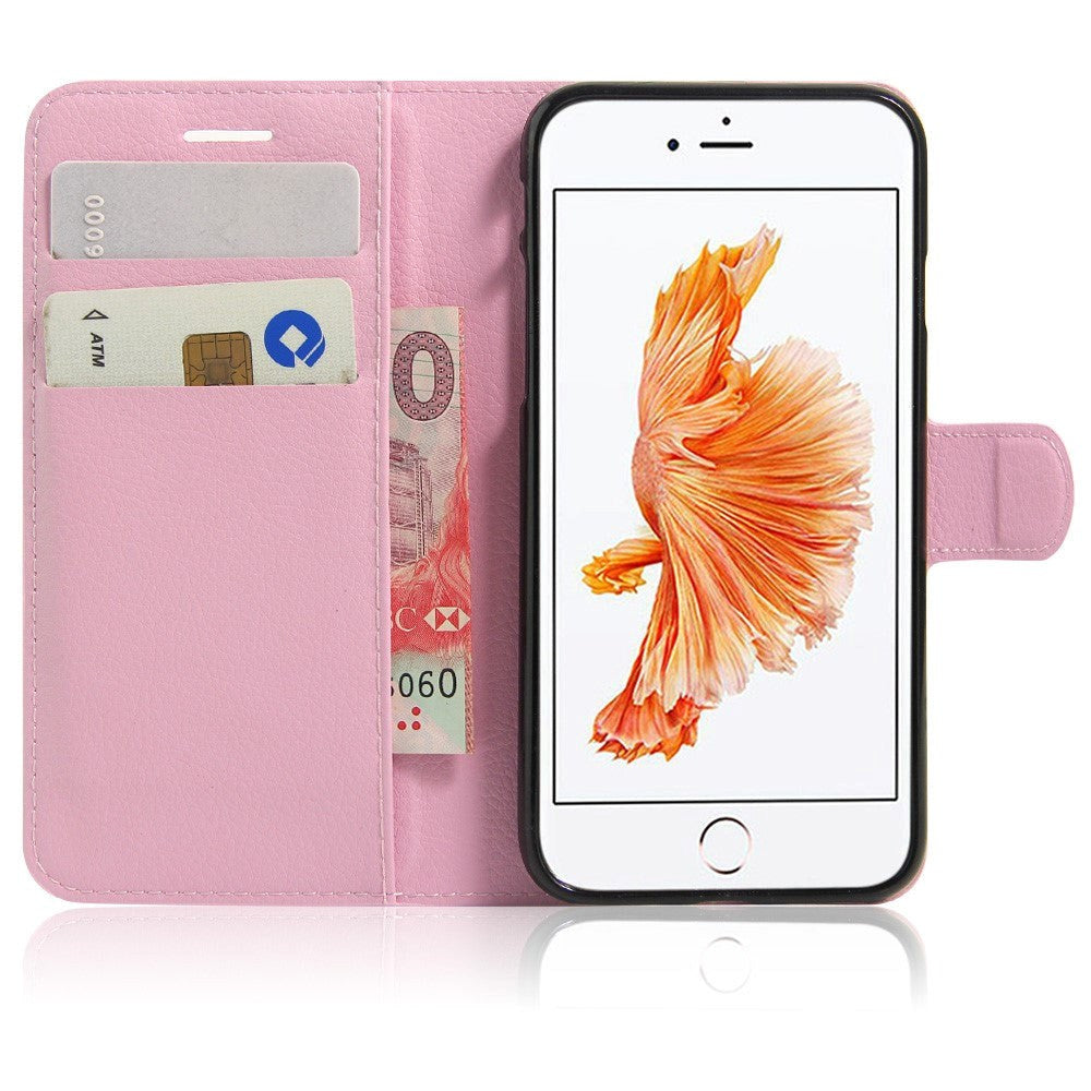 iPhone SE (2022/2020)/8/7 PU skinn Flipdeksel m. Kortholder - Pink