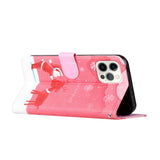 iPhone 13 Pro Leather Jule Flip Deksel med Lommebok - Baby Reinsdyr