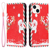 iPhone 13 Leather Jule Flip Deksel med Lommebok - Julenissen & Rudolf