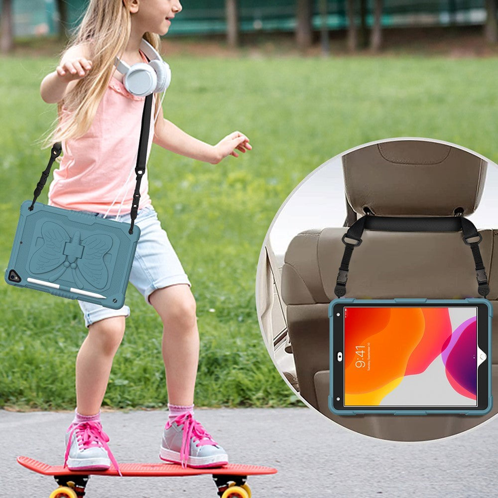 iPad 10.2" (2021 / 2020 / 2019) Butterfly Kickstand Barnedeksel - Mørkegrønn