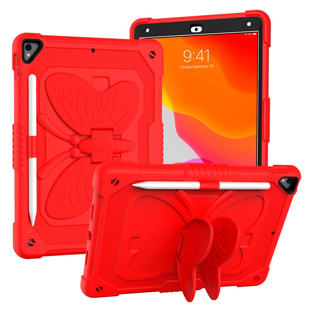 iPad 10.2" (2021/ 2020 / 2019)  Butterfly Kickstand Barnedeksel - Rød