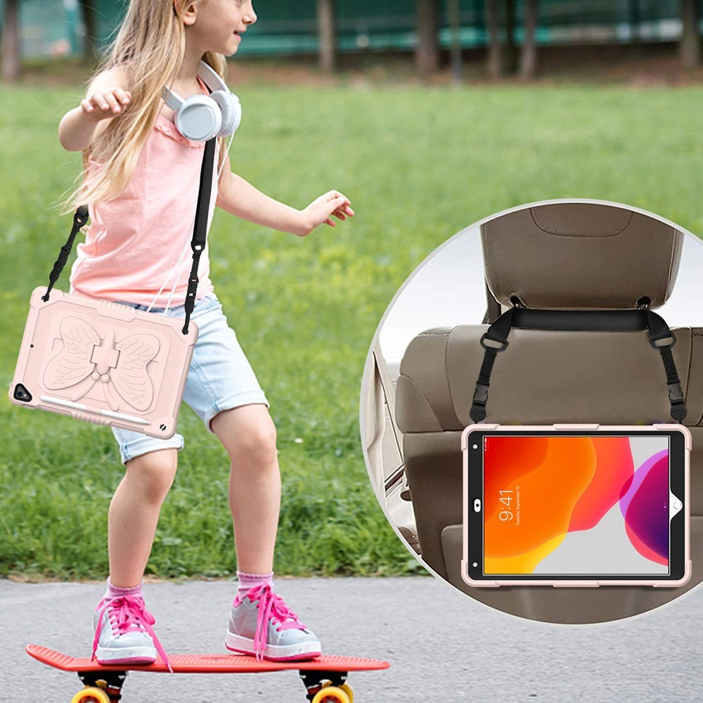 iPad 10.2" (2021 / 2020 / 2019) Butterfly Kickstand Barnedeksel - Rosa