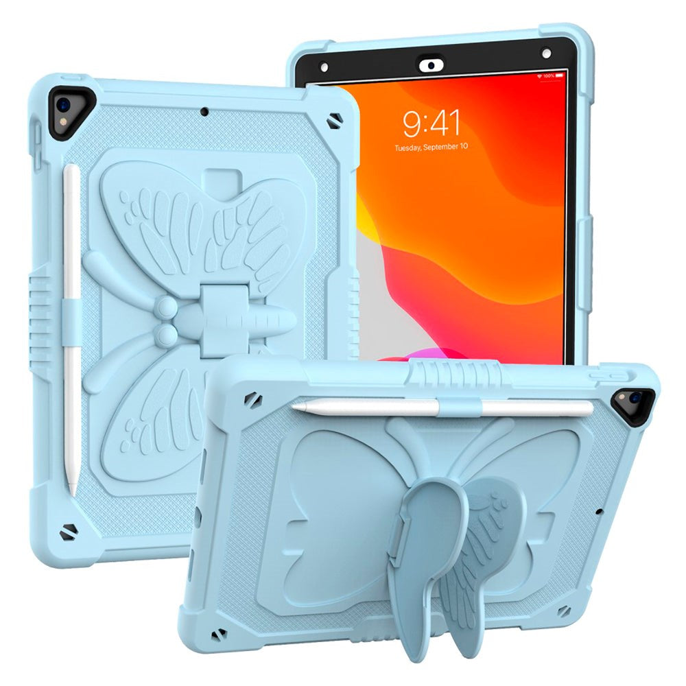 iPad 10.2" (2021 / 2020 / 2019) Butterfly Kickstand Barnedeksel - Lyseblå