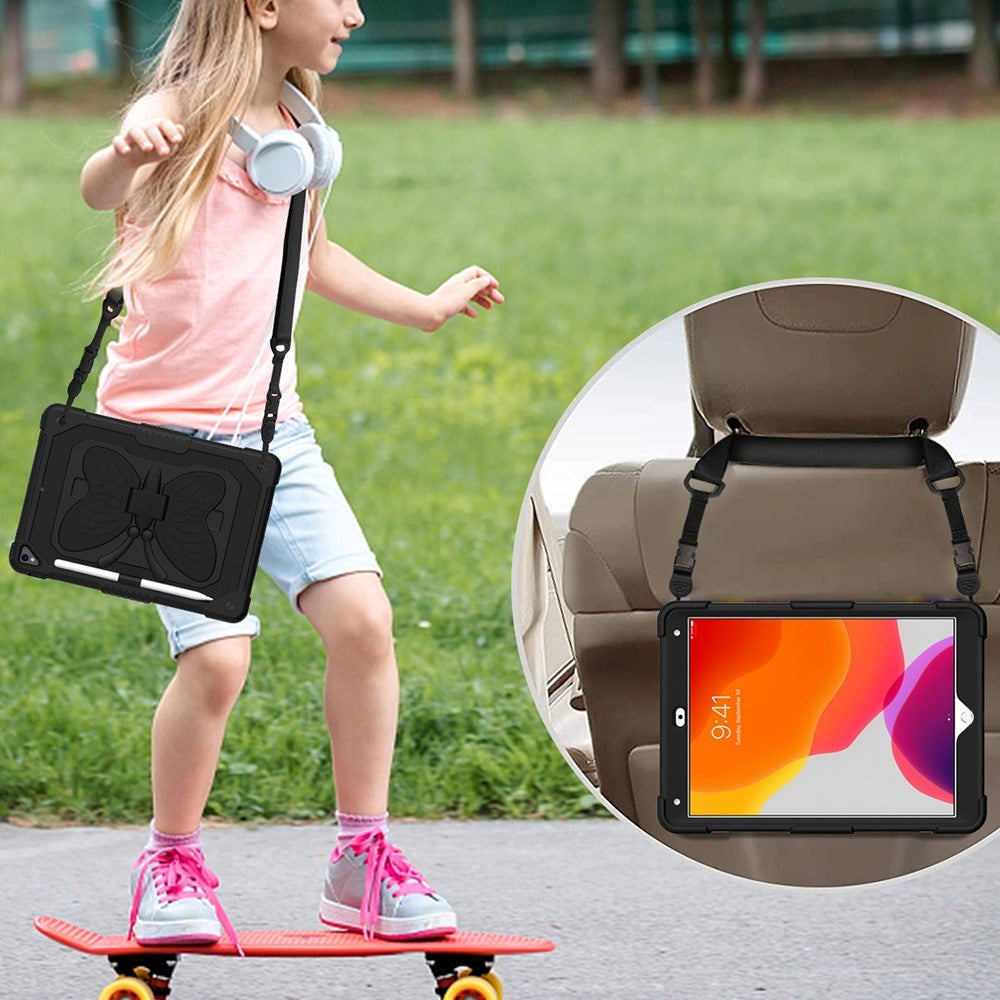 iPad 10.2" (2021/ 2020 / 2019) Butterfly Kickstand Barnedeksel - Svart