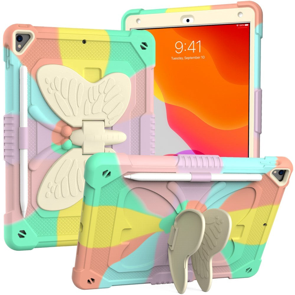 iPad 10.2" (2021 / 2020 / 2019) Butterfly Kickstand Barnedeksel - Regnbue V3