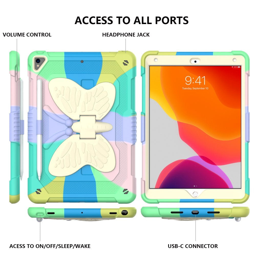 iPad 10.2" (2021 / 2020 / 2019) Butterfly Kickstand Barnedeksel - Regnbue V2