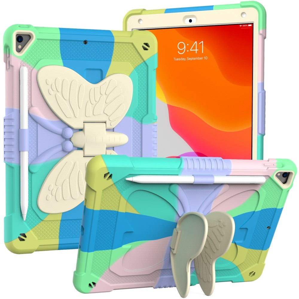 iPad 10.2" (2021 / 2020 / 2019) Butterfly Kickstand Barnedeksel - Regnbue V2