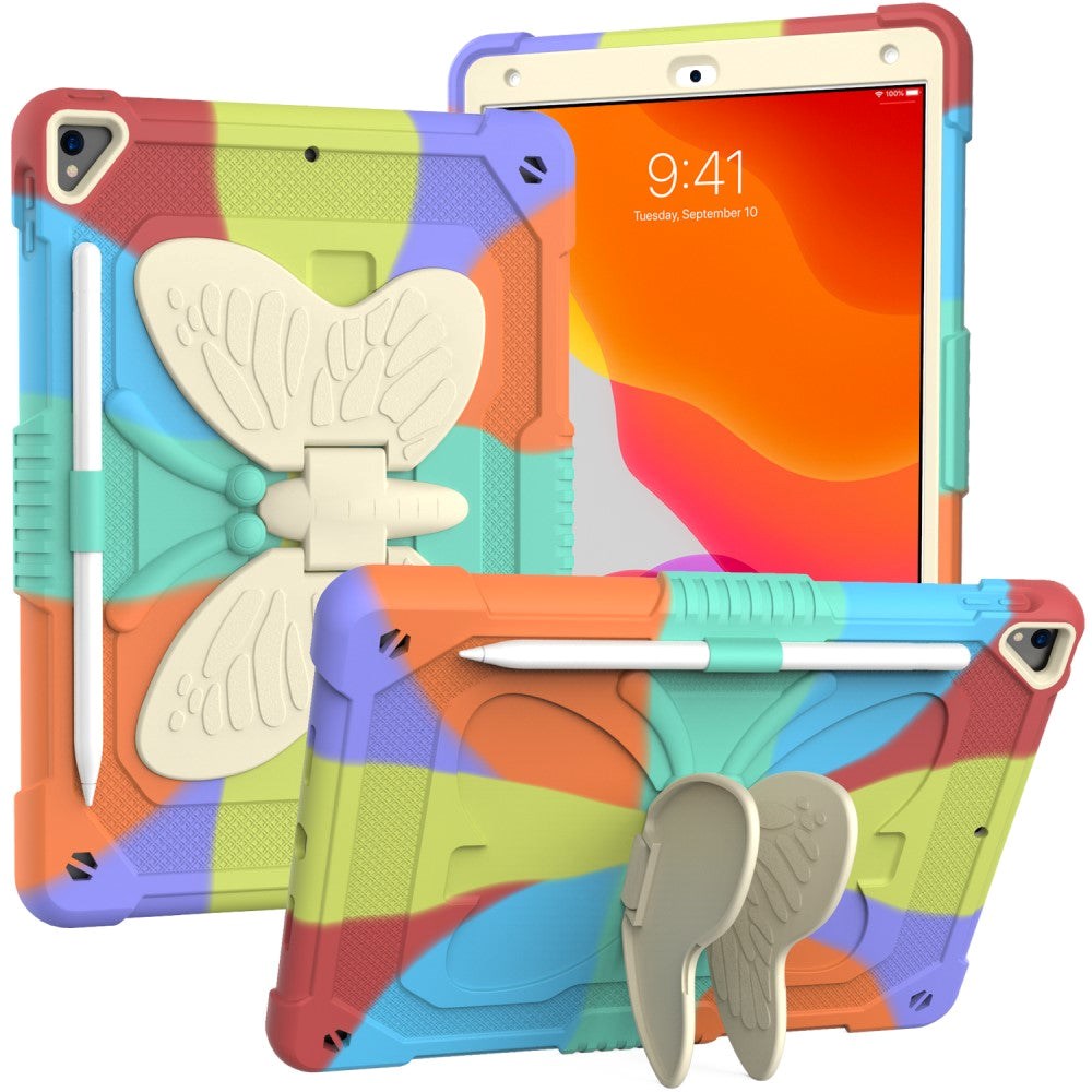 iPad 10.2" (2021 / 2020 / 2019) Butterfly Kickstand Barnedeksel - Regnbue V1