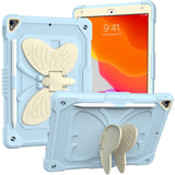 iPad 10.2" (2021 / 2020 / 2019) Butterfly Kickstand Barnedeksel - Lyse blå & Grå