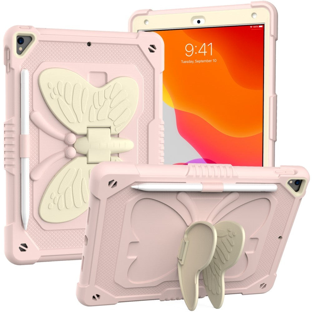 iPad 10.2" (2021 / 2020 / 2019) Butterfly Kickstand Barnedeksel - Rosa & Grå