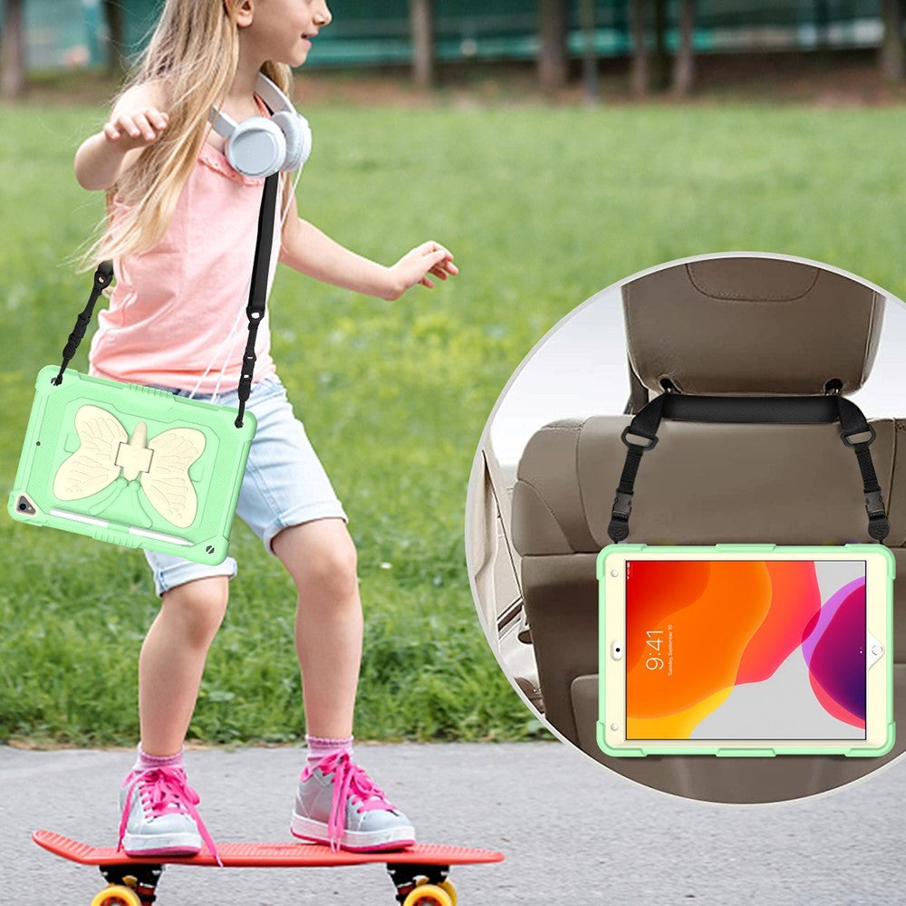 iPad 10.2" (2021 / 2020 / 2019) Butterfly Kickstand Barnedeksel - Grønn & Grå