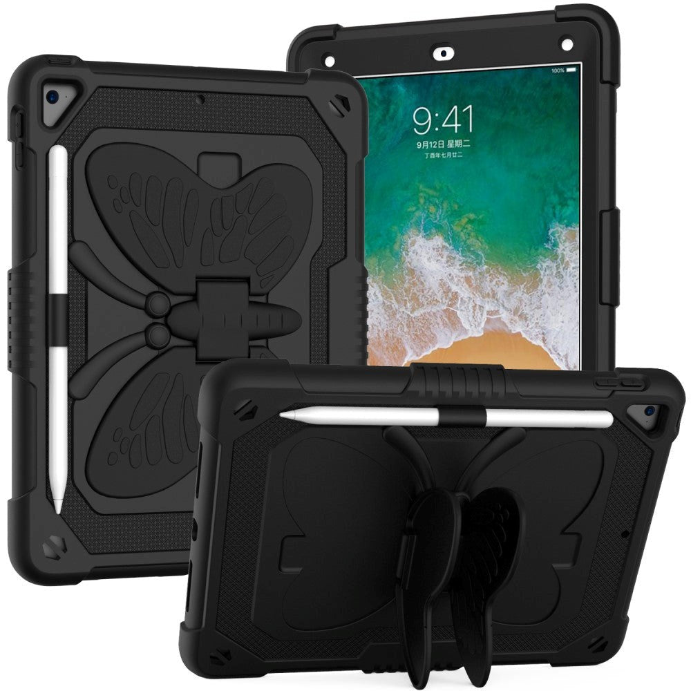 iPad (2018) / iPad (2017) / iPad Air 2 Butterfly Kickstand Barnedeksel - Svart