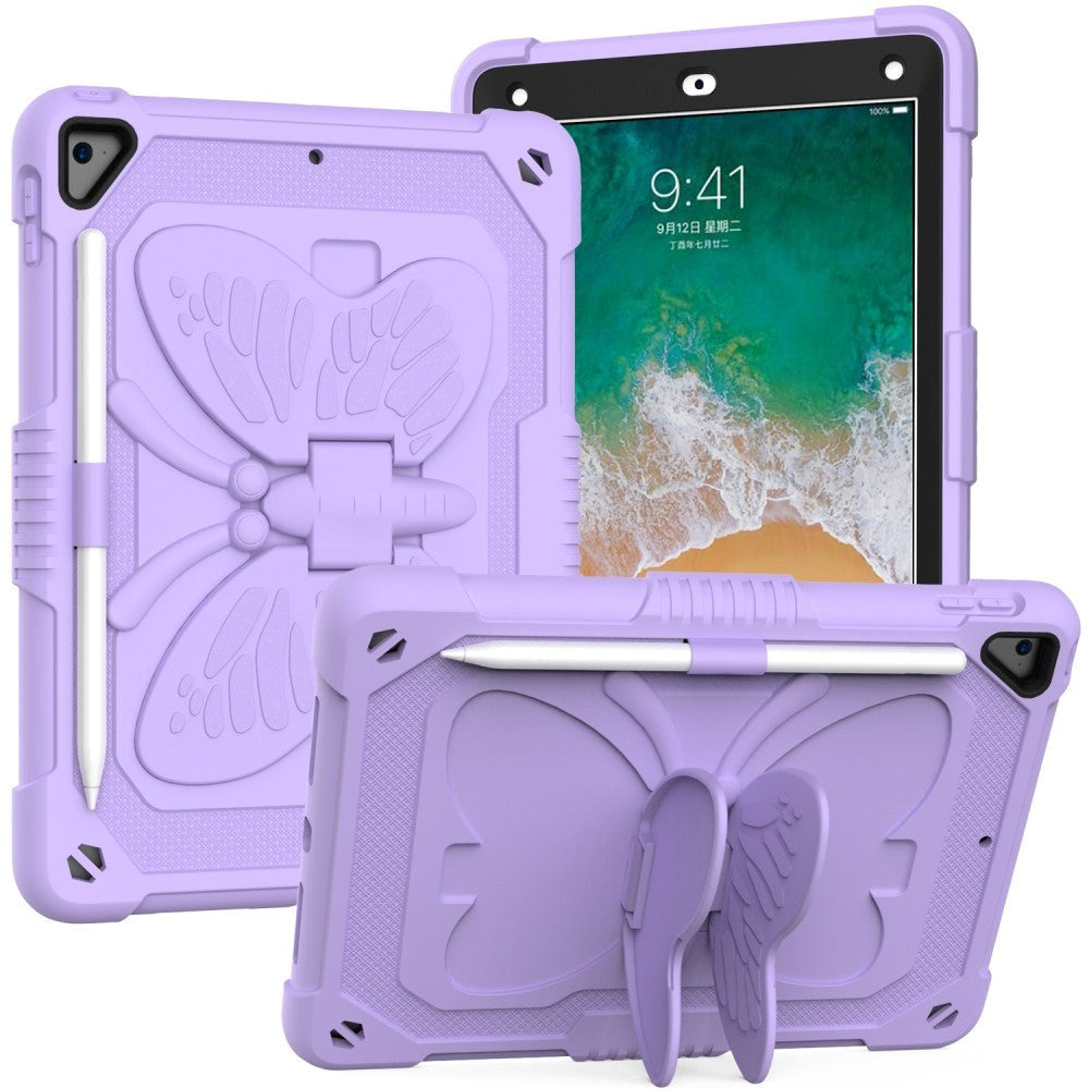 iPad (2018) / iPad (2017) / iPad Air 2 Butterfly Kickstand Barnedeksel - Lilla