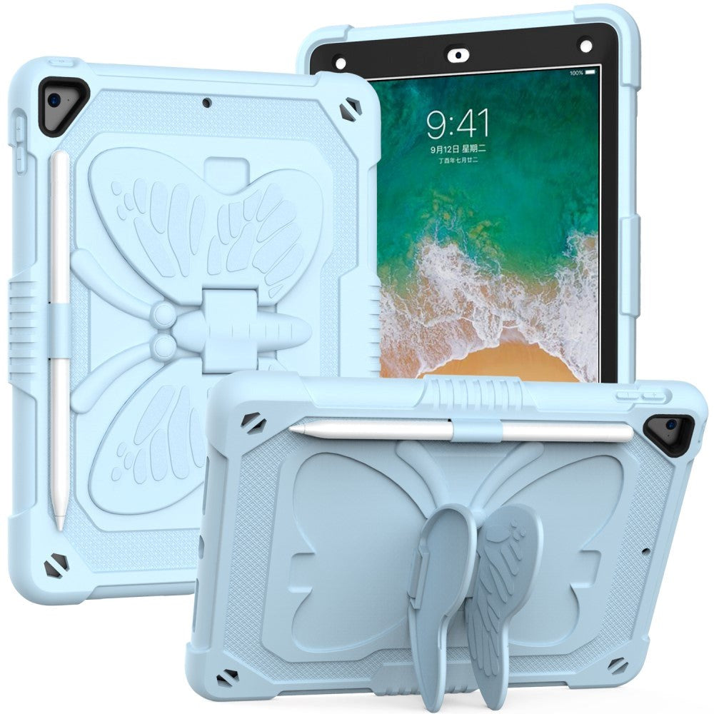 iPad (2018) / iPad (2017) / iPad Air 2 Butterfly Kickstand Barnedeksel - Blå